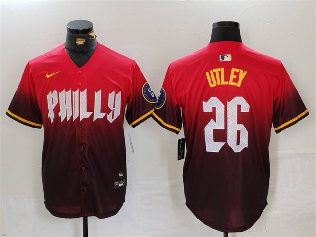 Men's Philadelphia Phillies #26 Chase Utley Red 2024 City Connect Limited Stitched Jersey